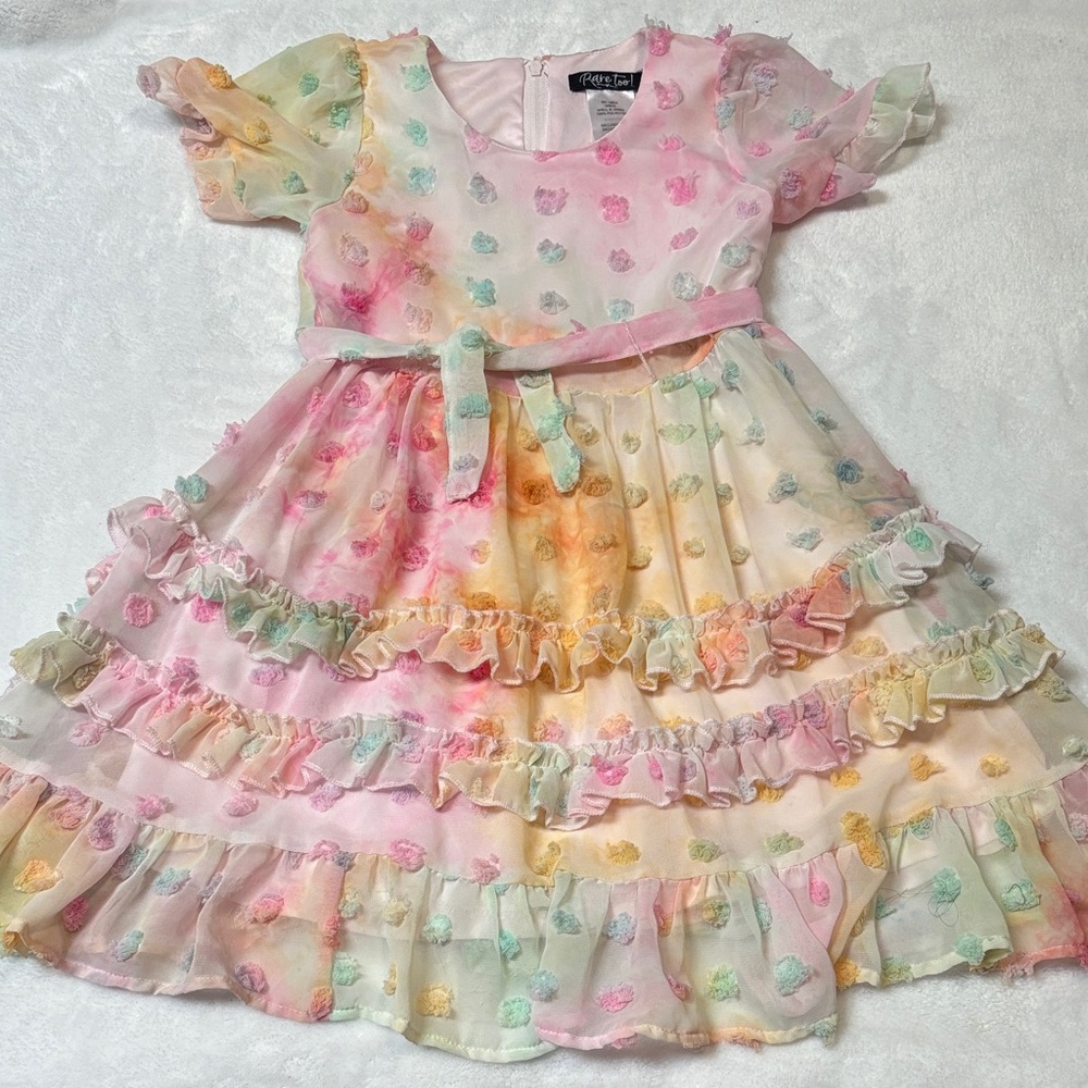 Rare Too Pastel Floral Kids Dress with Ruffles